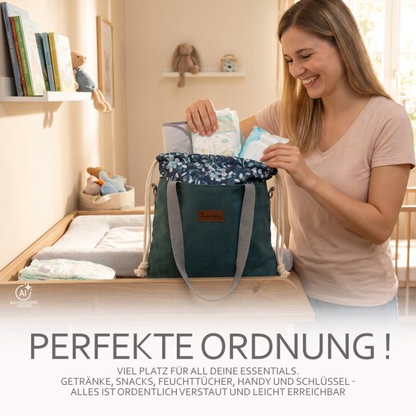 BAMBINIWELT Wickeltasche Schultertasche Shopper aus Leder für Kinderwagen Buggy